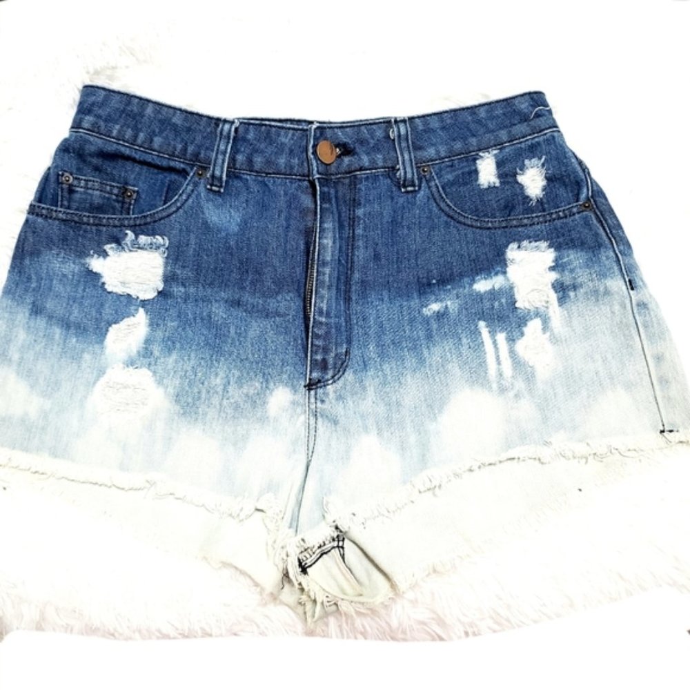 UO BDG Bleach Dipped Distressed High Waist Shorts - Picture 1 of 5